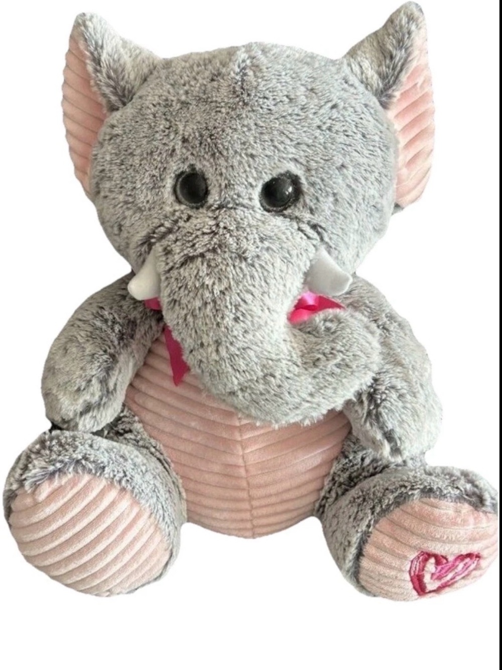 Kelly Toy Plush Stuffed Elephant Gray Pink Soft Toy 14 Inches